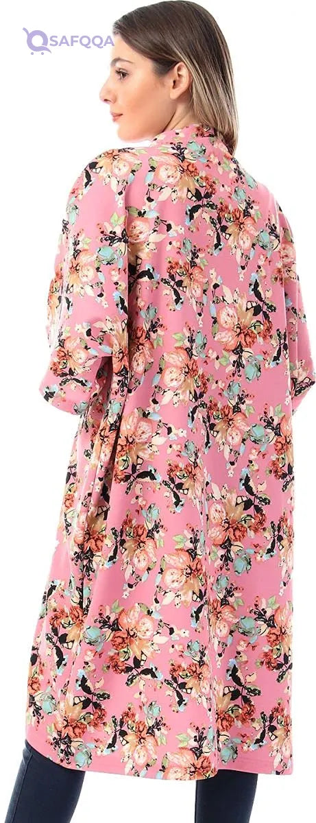 Jamila Women Cotton Floral Patterned Knee Length Kimono - Safqqa
