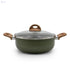 Celar Aluminium Casserole with Soft Touch Fitting Wooden Handle, 24 cm Diameter, Green, Made In Portugal - Safqqa