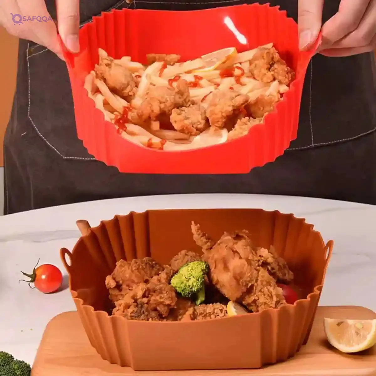 Silicone Air Fryer Liner – Reusable Non-Stick Liner, 22cm (1 Piece) - Safqqa