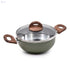 Celar Aluminium Casserole with Soft Touch Fitting Wooden Handle, 24 cm Diameter, Green, Made In Portugal - Safqqa