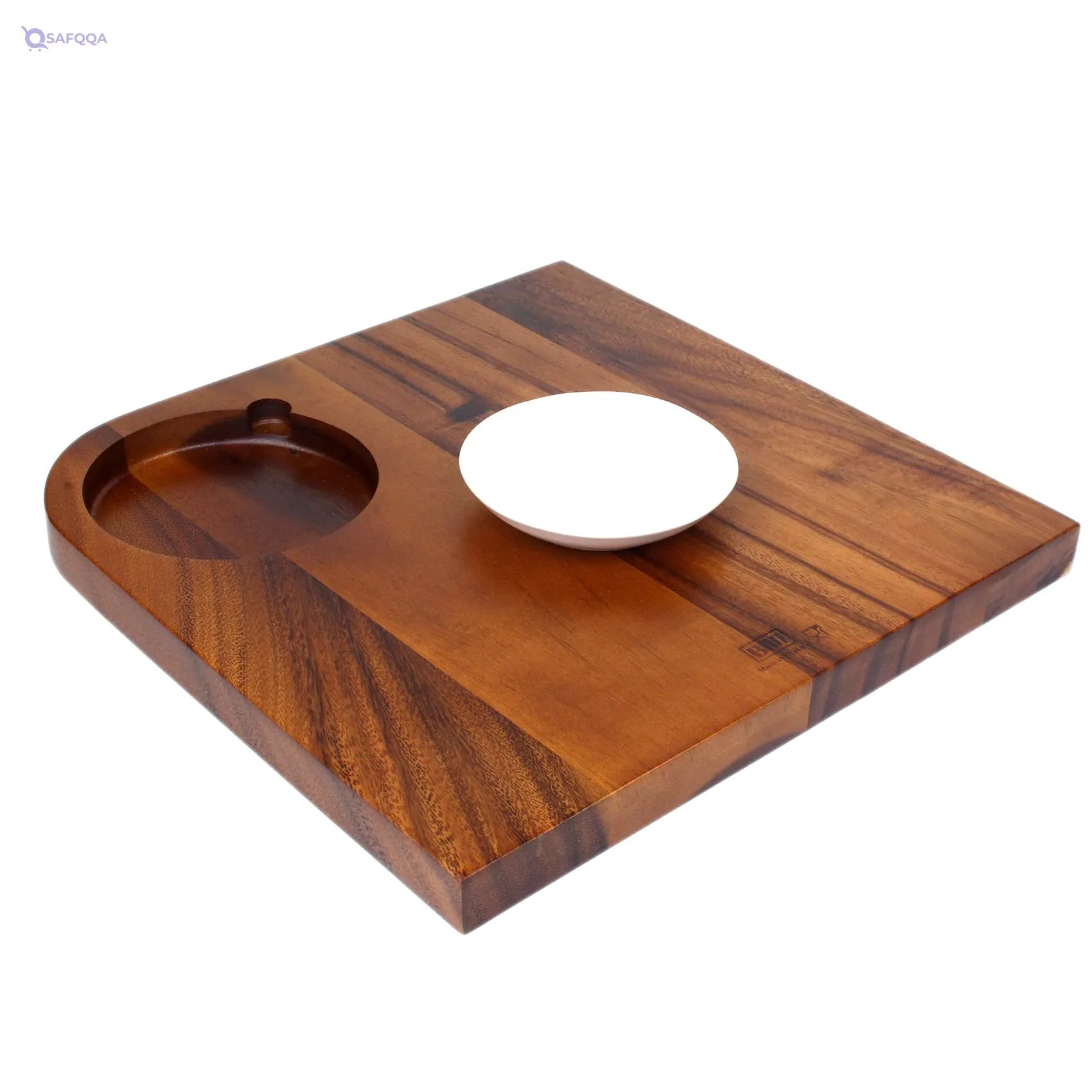 Billi® Wooden Serving Board with Ceramic Dip Bowl – Steak & Food Platter - Safqqa