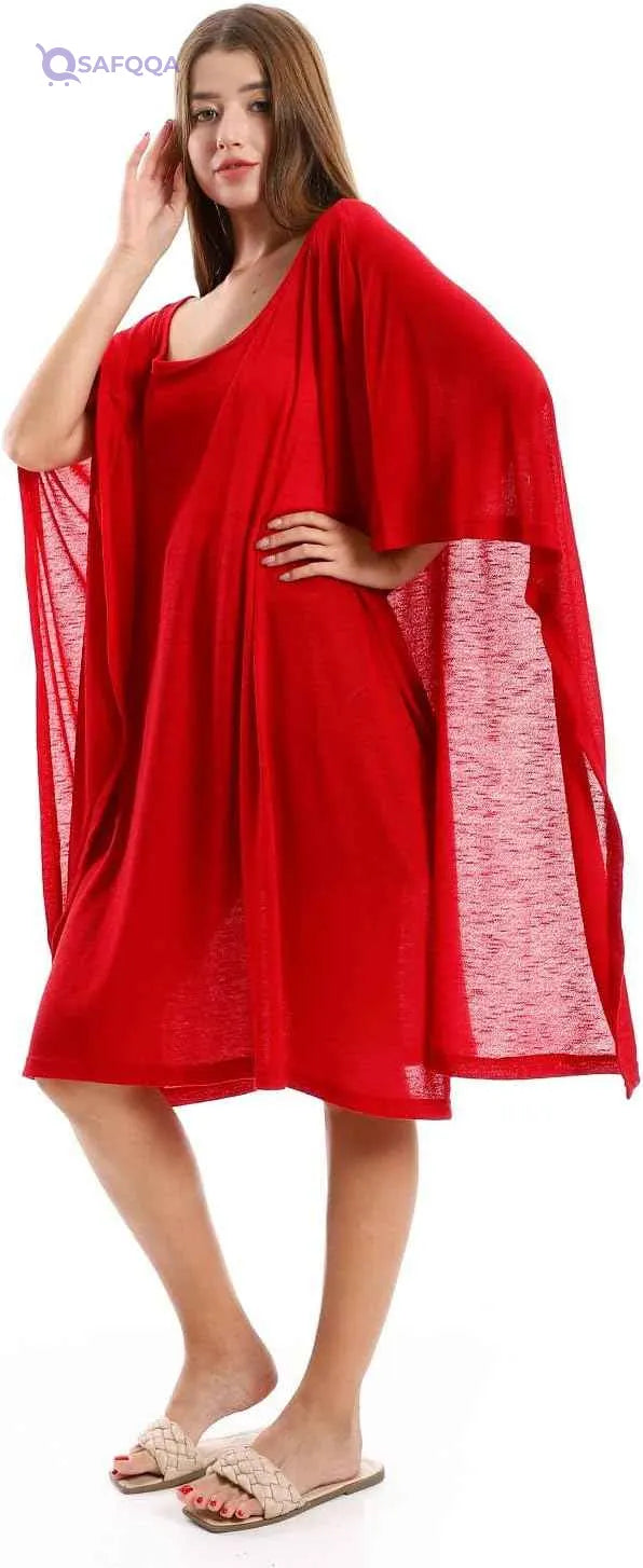 JAMILA Women Knitted Deep Round Batwing Sleeves Cover Up OUTERWEAR - Safqqa Egypt