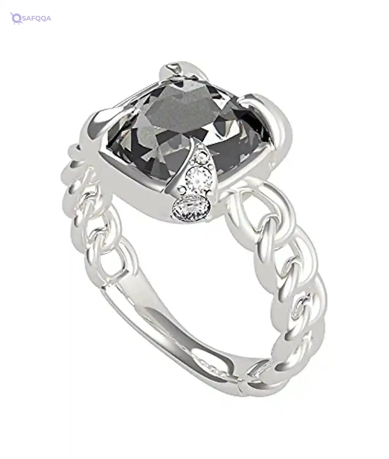 Guess UBR20026-50 Stainless Steel Middle Stone Ring for Women - Silver - Safqqa