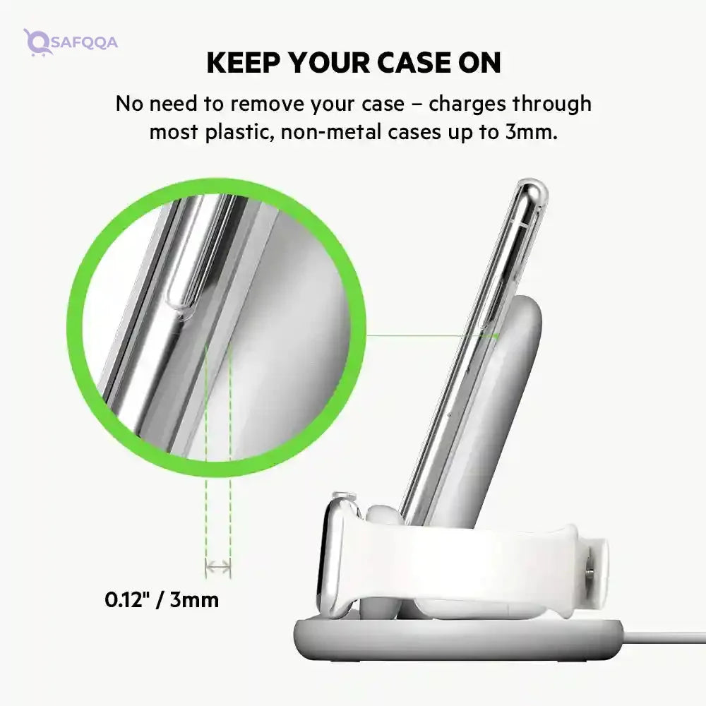 Belkin 3-in-1 Wireless Charger – 7.5W Charging Station for iPhone, Apple Watch & AirPods - Safqqa