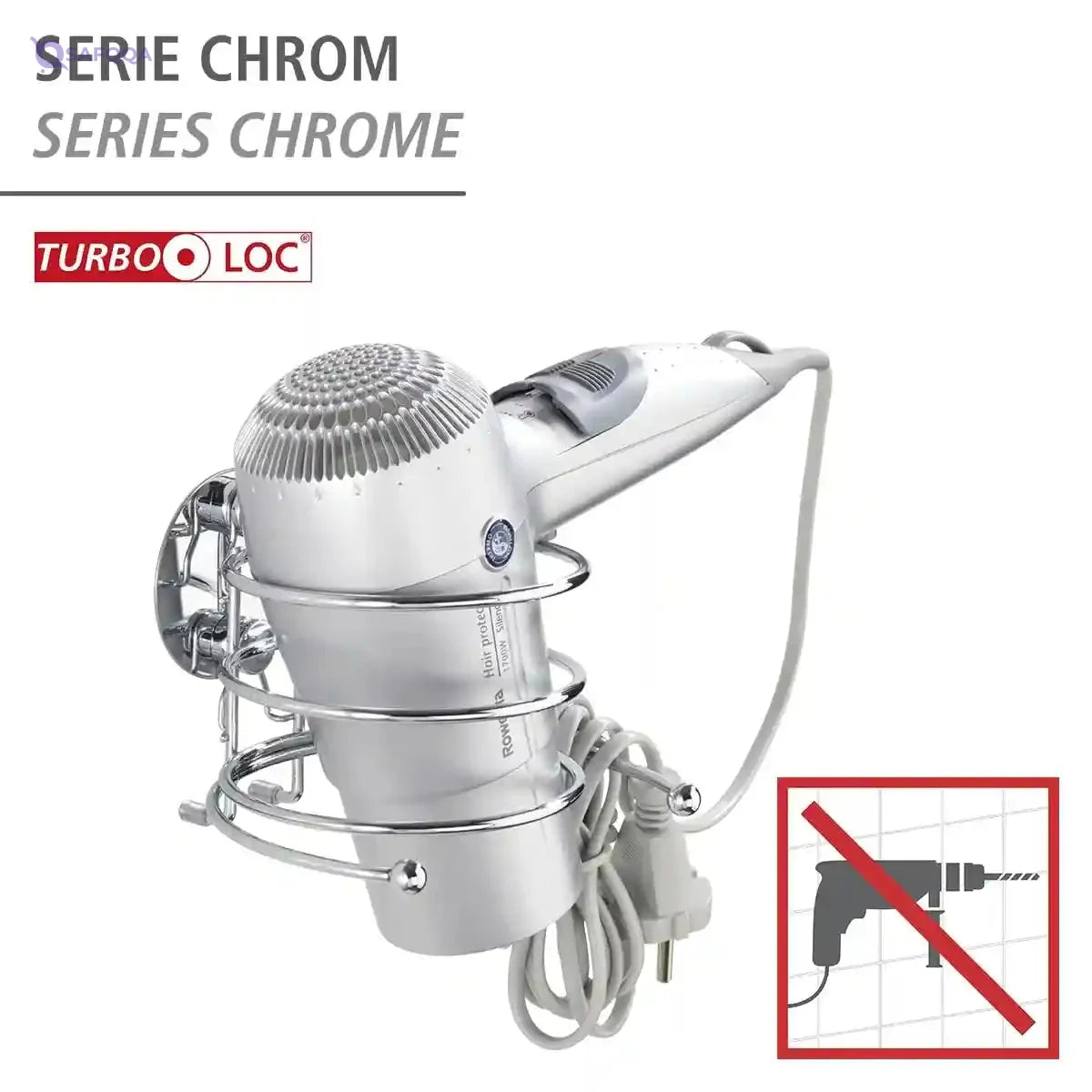 WENKO Turbo-Loc® Hair Dryer Holder, Steel, Cosmetic Styling Tool Organizer for Bathroom, Home Bedroom Accessory, 14 x 7.5 x 11.5 cm, - Safqqa Egypt