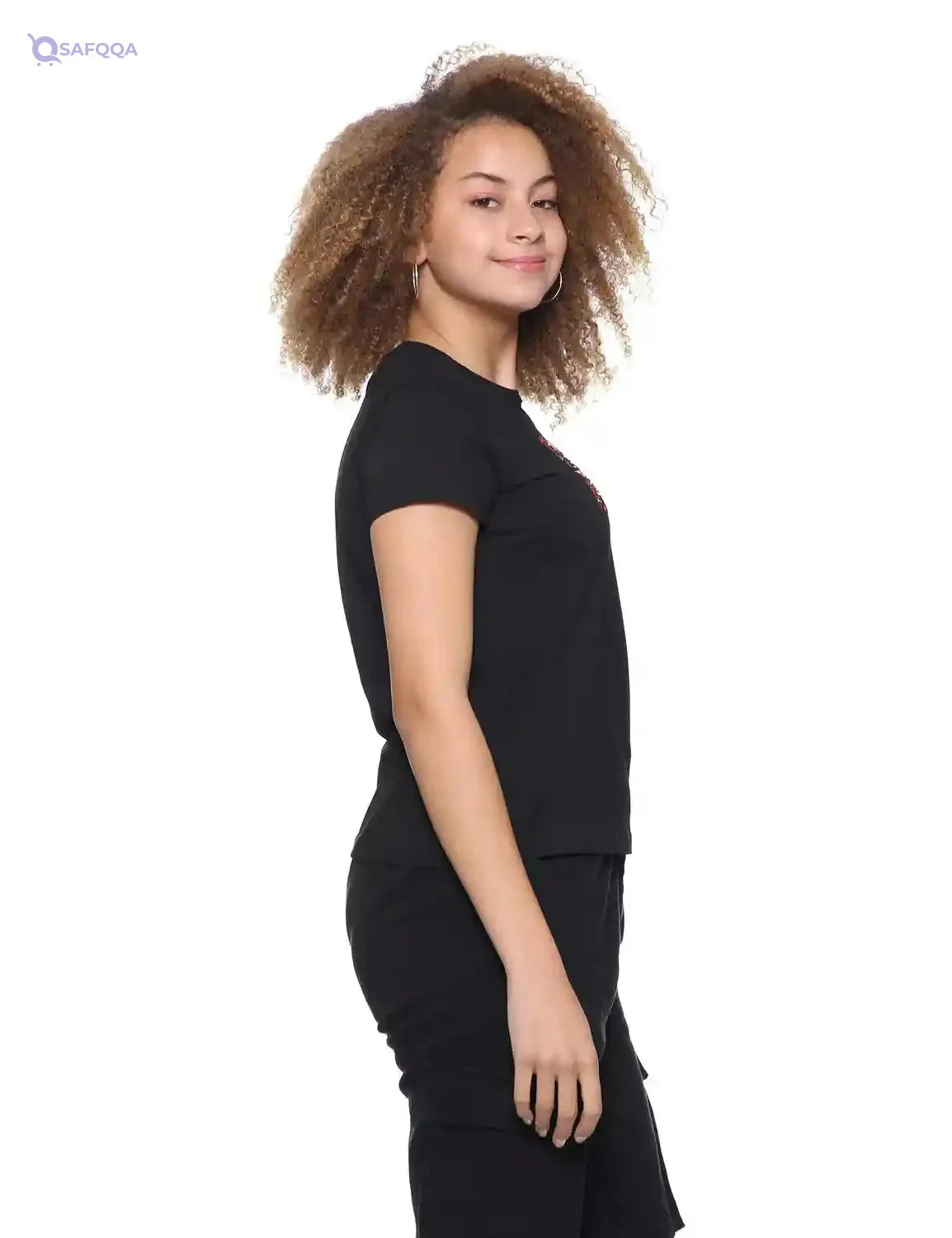 Splash Front Sequin Short Sleeves Crew Neck T-shirt for Women - Safqqa Egypt