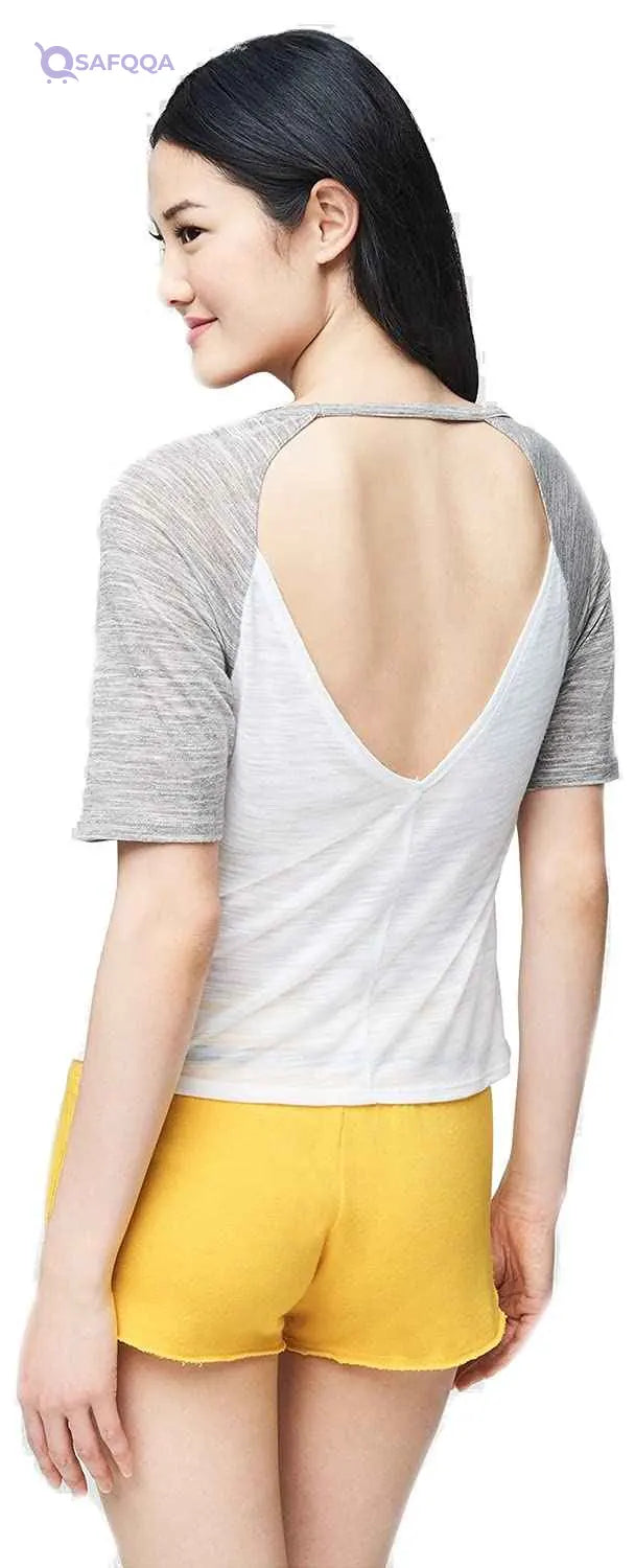 AEROPOSTALE Raglan Short Sleeve Cut-Out Back Sport T-shirt for Women - Safqqa Egypt