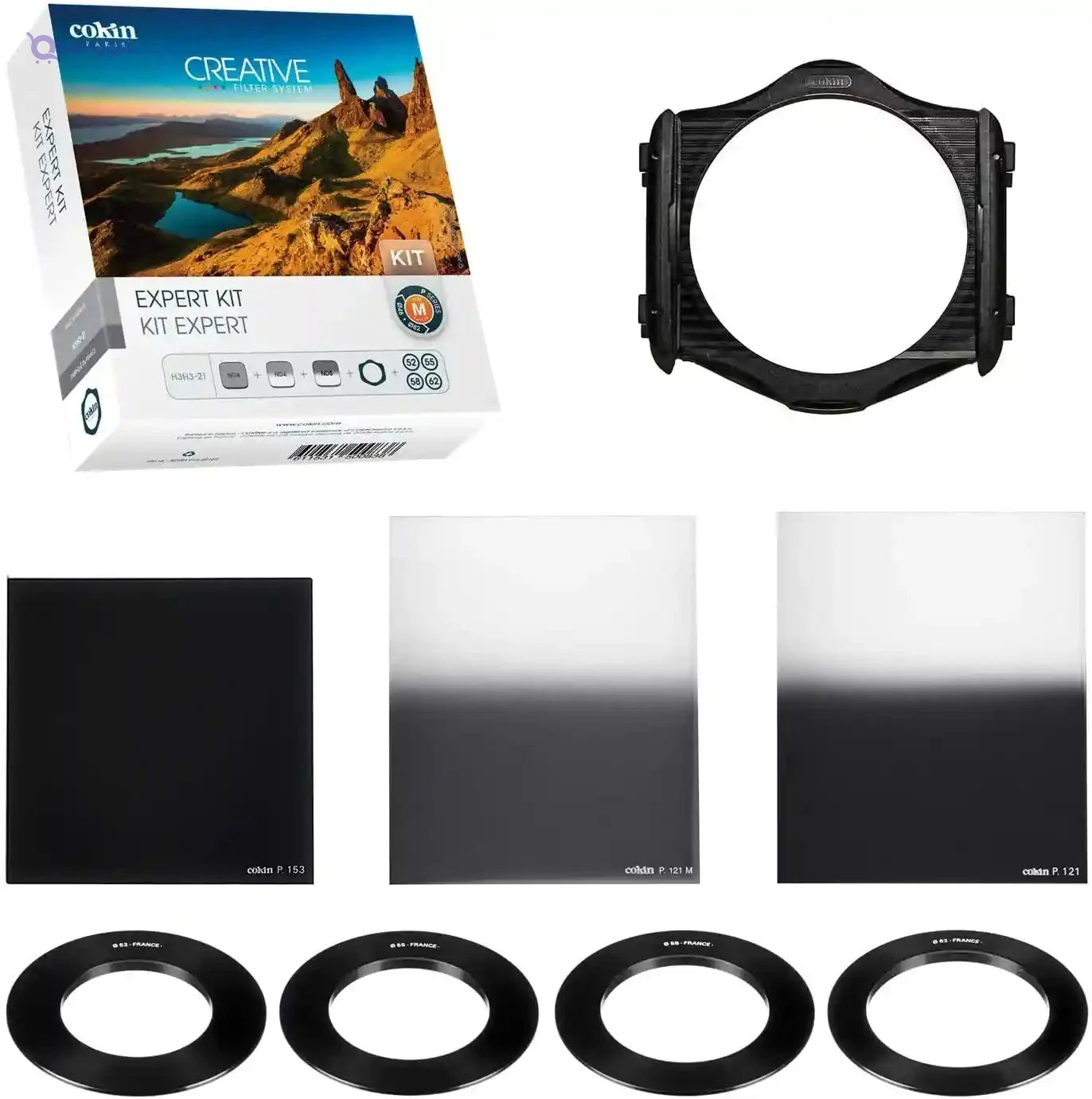 Cokin Expert Nd Creative Kit - Includes M (P) Series Filter Holder, 2-Stop (153), Gnd (121M), 3-Stop Hard (121), 4 Adaptor Rings -52mm, 55mm, 58mm, 62mm - Safqqa Egypt