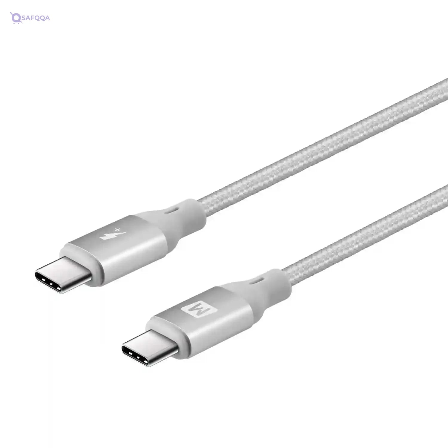 Momax Dc19 Go Link Usb-C To Usb-C Cable [100W] 20V/5A Power Delivery 3.0 Fast Charge Nylon Braided With Built-In E-Marker (1.2M) – Silver - Safqqa