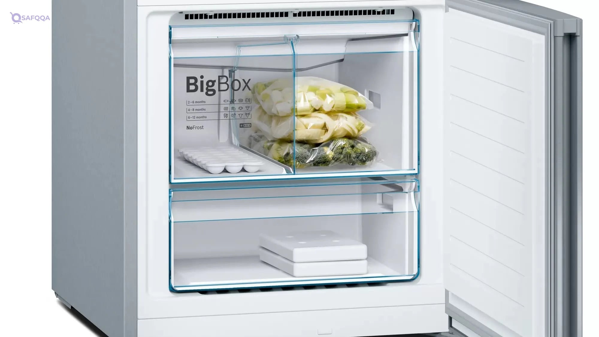 Bosch Refrigerator With Bottom Freezer, 193 x 70 cm - 505 liters - Stainless Steel, Silver - Safqqa