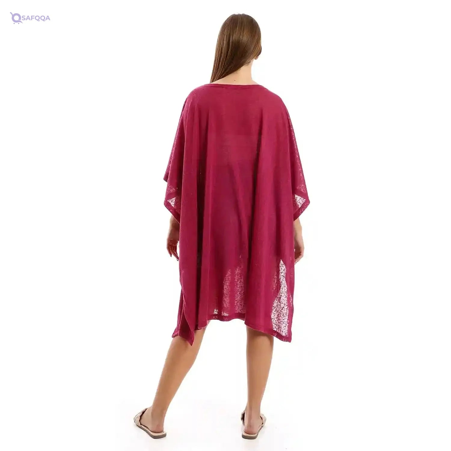 JAMILA Women Knitted Deep Round Batwing Sleeves Cover Up OUTERWEAR - Safqqa Egypt