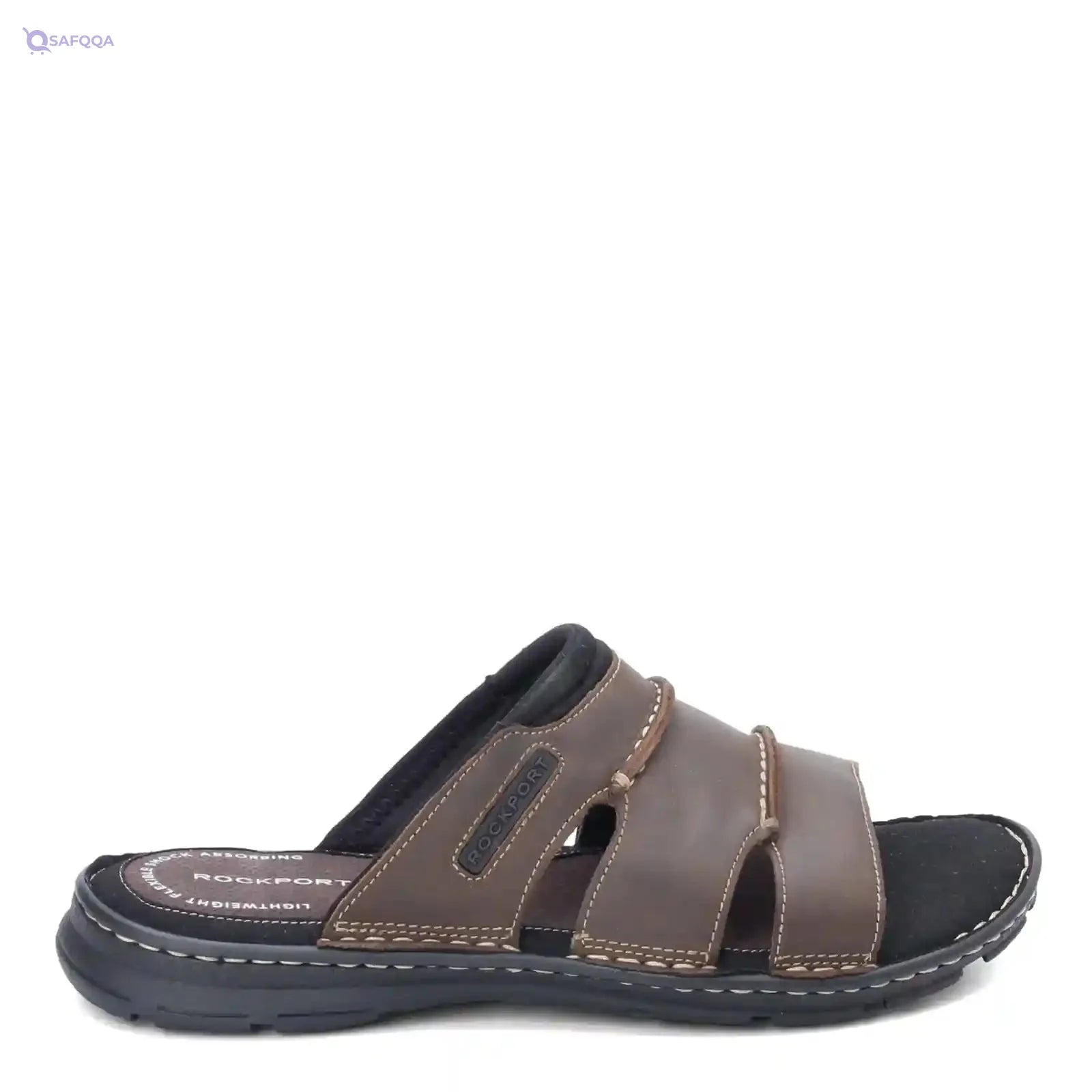 Rockport Men's Darwyn Leather Slide Slippers– Open Toe, Comfortable Casual Footwear - Safqqa