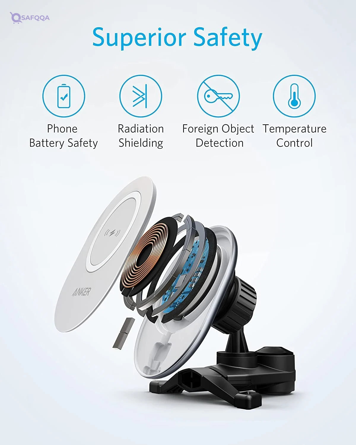 Anker PowerWave Magnetic Car Mount Charger - Safqqa