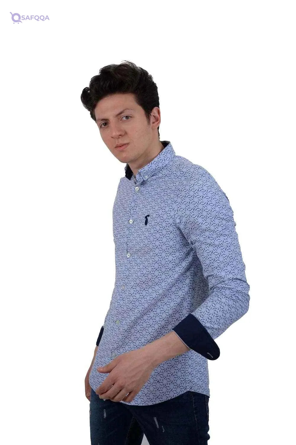 White Rabbit Coller Neck Long Sleeve Shirt for Men's - Safqqa Egypt