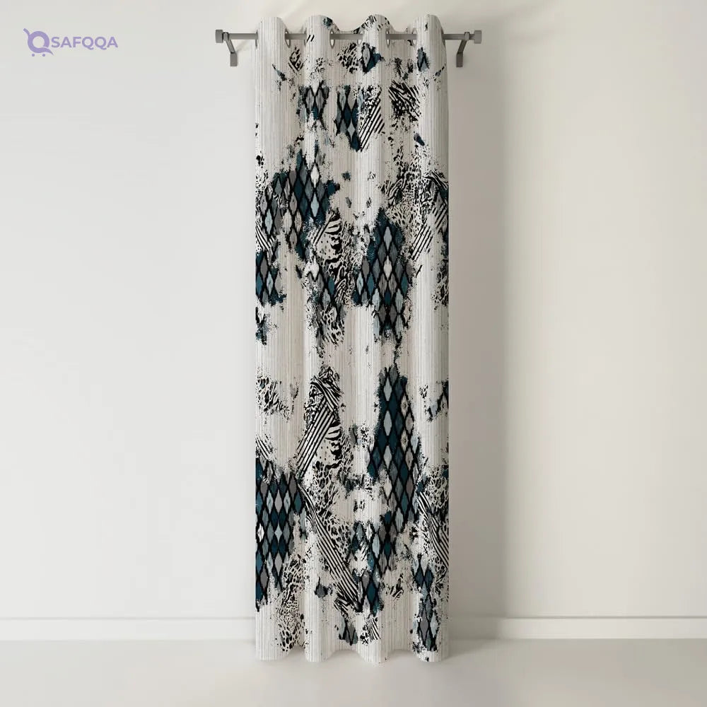Zig Zag Code-299 Side Printed Shatta Curtain - Safqqa