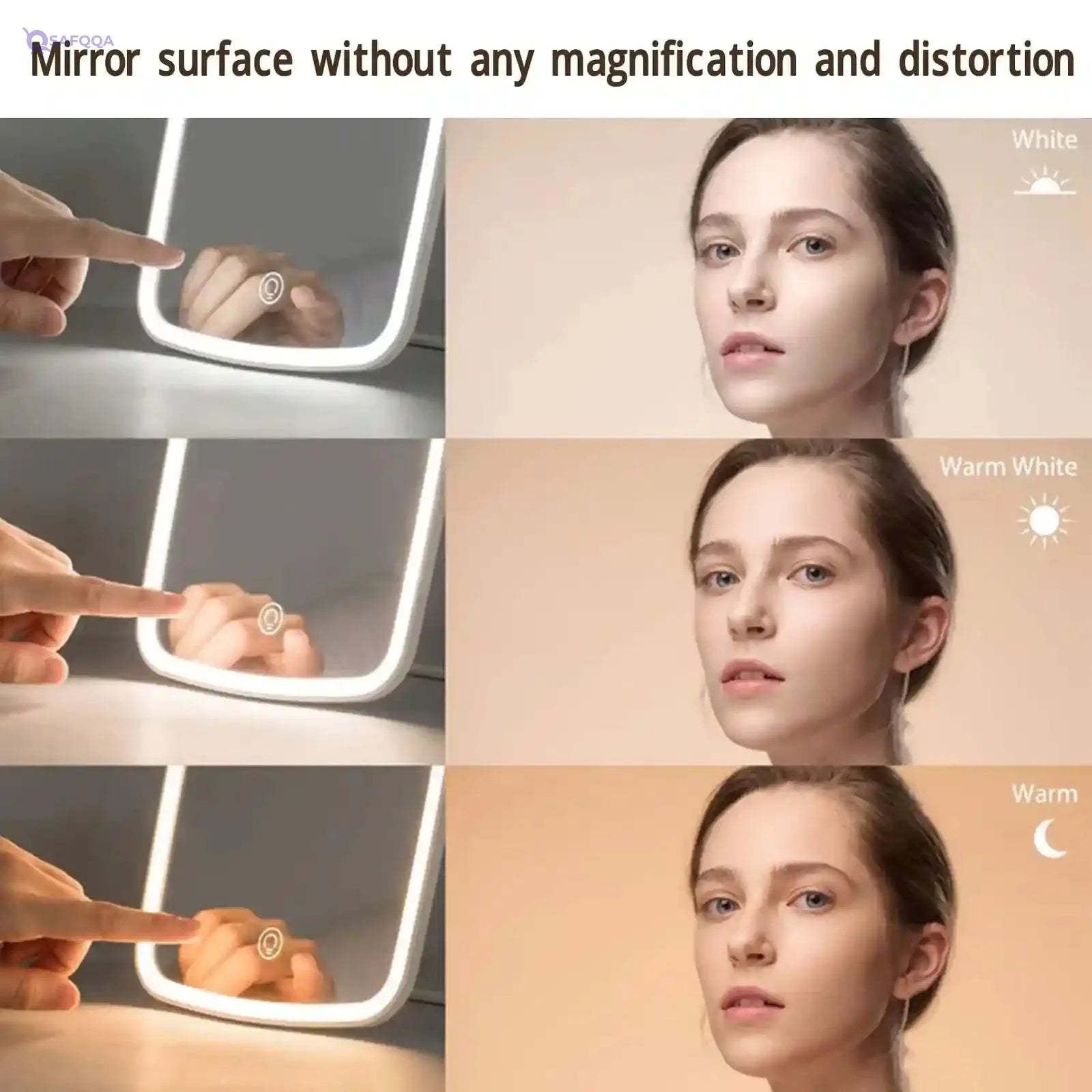 Generic Makeup Mirror, Light Up Mirror 45 Degree Vertical Tilt USB Rechargeable Dimmable Touch Screen for Home-Have Scratches From behind the device - Safqqa