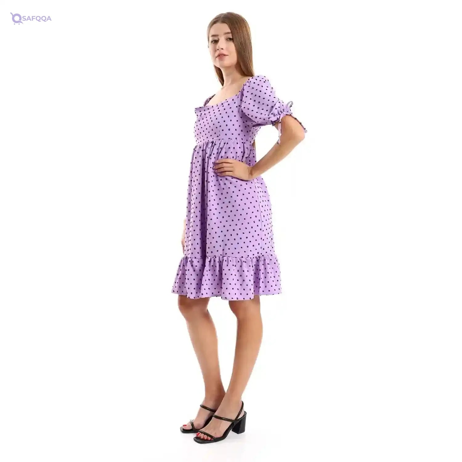 JAMILA Women Self Stitched Square Collar Tiered Tunic - Safqqa Egypt