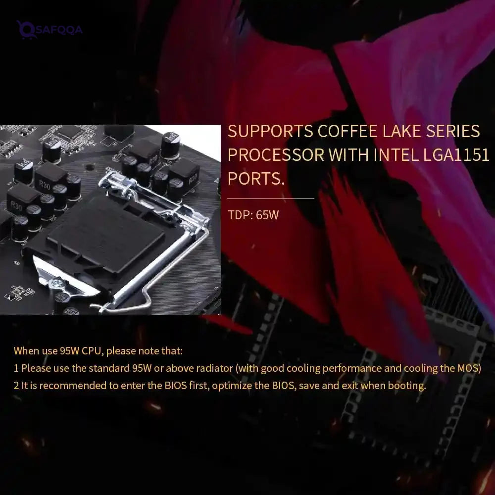 Docooler Motherboard Mainboard Systemboard Multi-Protection  Processor B360 Chipset VGA DVI HDMI SATA3.0 6Gb/s - Safqqa
