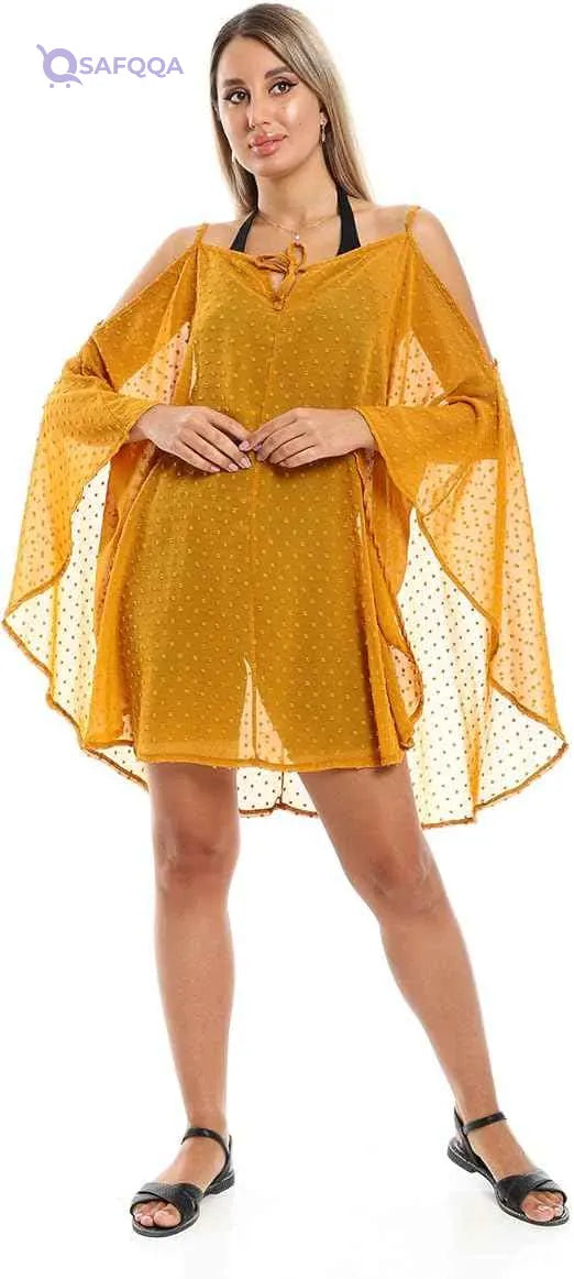 JAMILA Women Self Stitches Sheer Cover Up OUTERWEAR - Safqqa Egypt