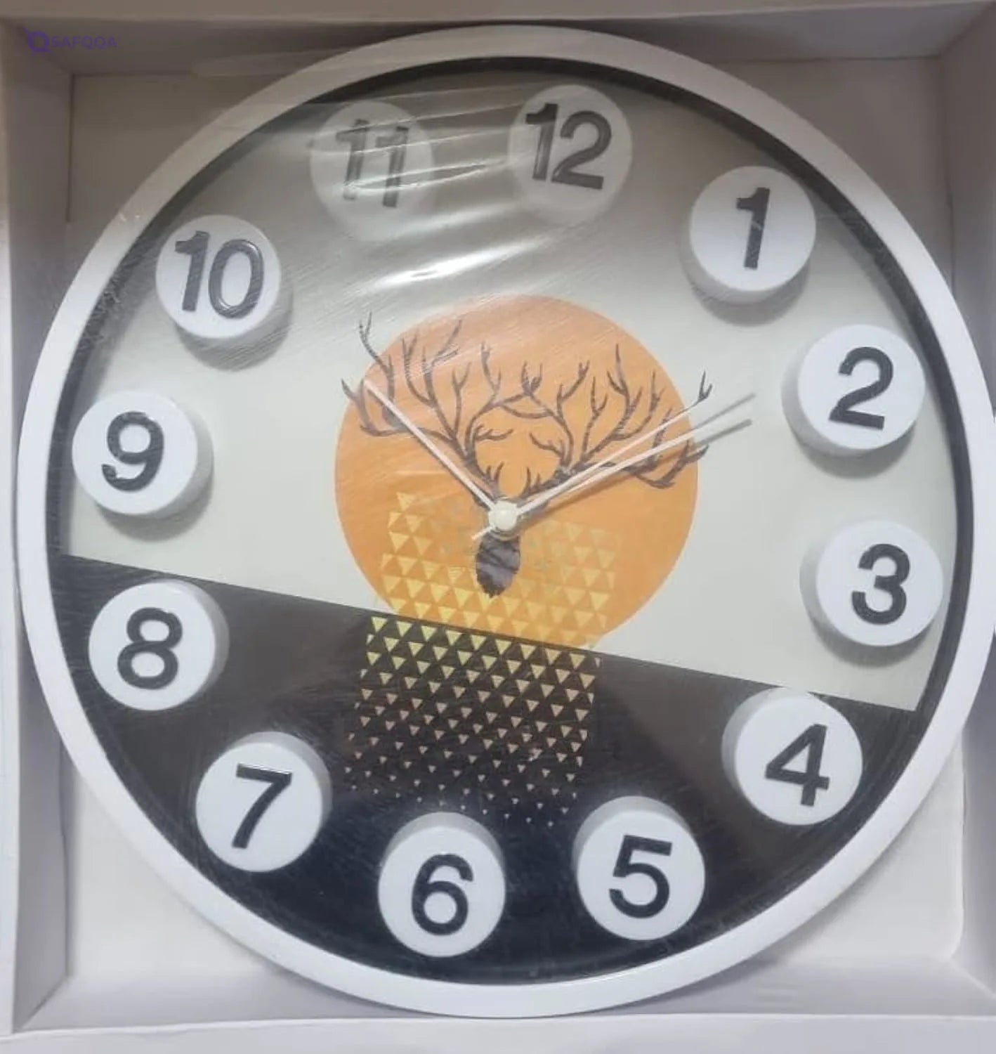 Flamer Plastic Wall Clock – Deer Shape, 28 × 28 cm - Safqqa