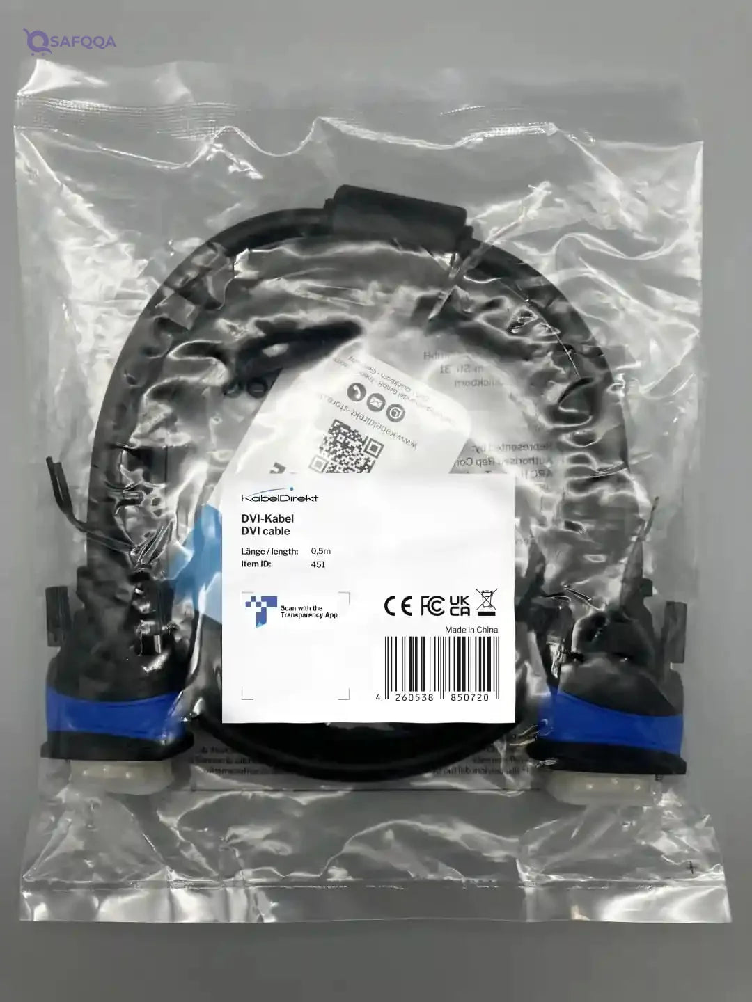 KabelDirekt 451 0.5m Dual-Link DVI Cable (DVI-D 24+1, 1080p Full HD 3D) TOP Series black - Safqqa Egypt