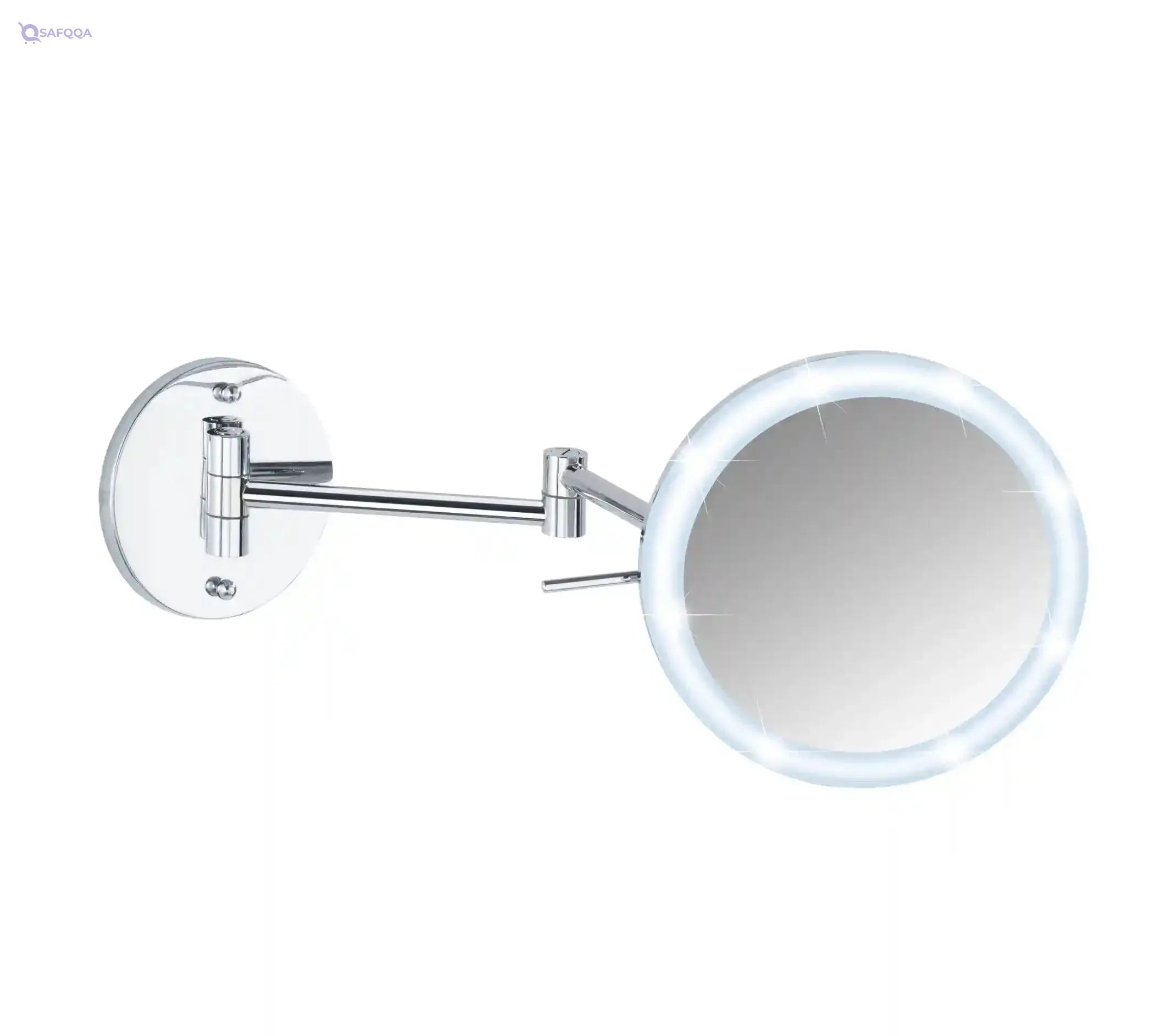 WENKO Aura LED Power-Loc Wall Mirror – Steel, No Drilling Required, Magnifying Cosmetic & Vanity Mirror, Chrome - Safqqa Egypt