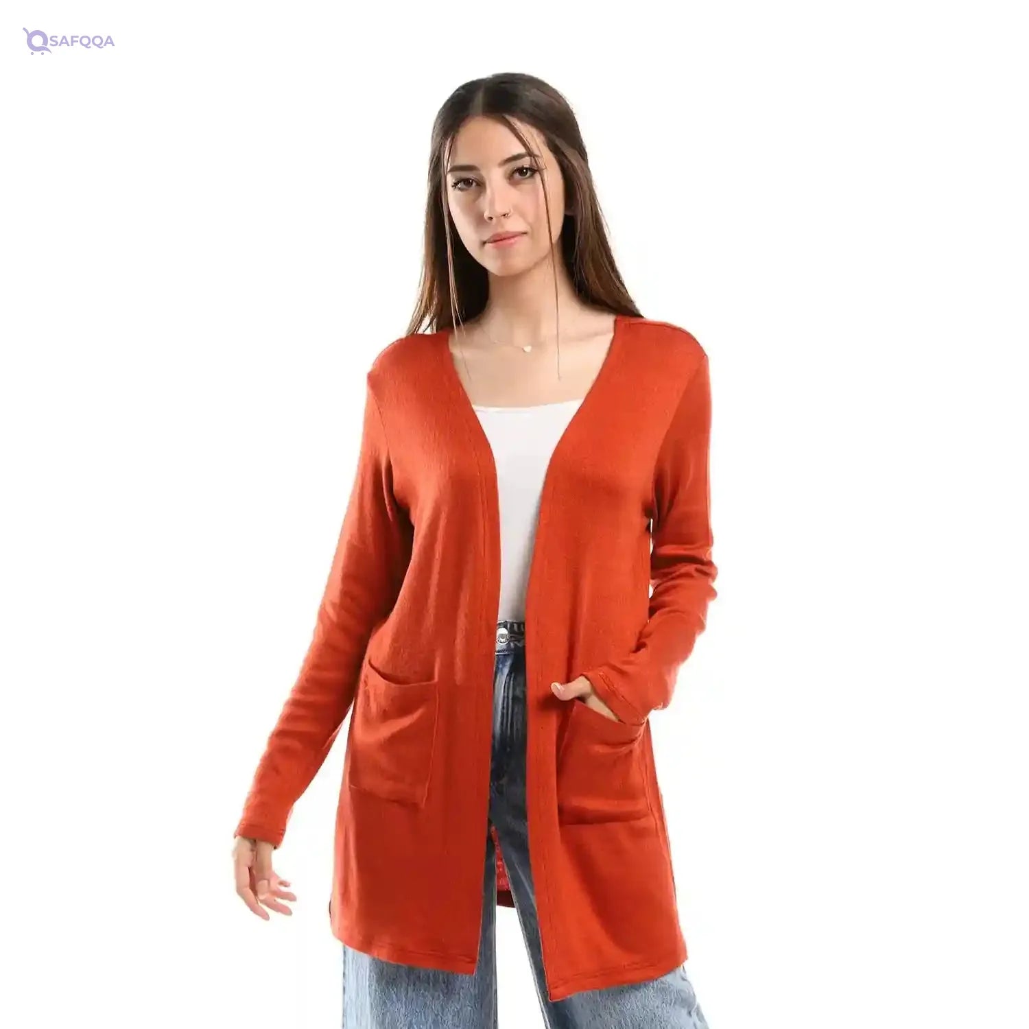 JAMILA Women’s Short Cardigan Sweater with Side Pockets - Safqqa
