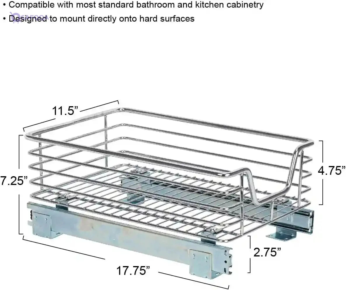 Household Essentials C1217-1 Glidez Sliding Organizer - Pull Out Cabinet Shelf - Chrome - 11.5 Inches Wide - Safqqa