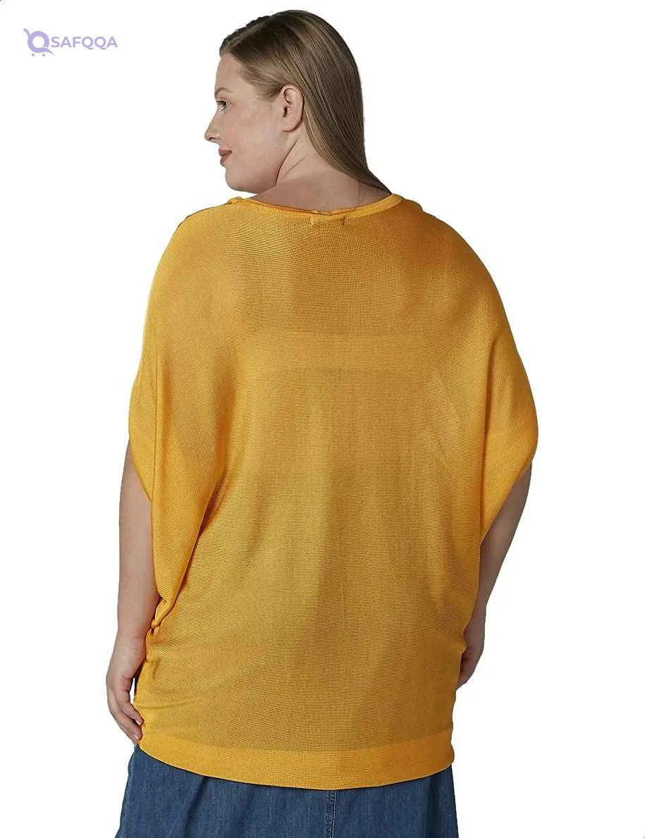 Splash Plain Short Sleeves Round Neck Blouse for Women - Safqqa Egypt