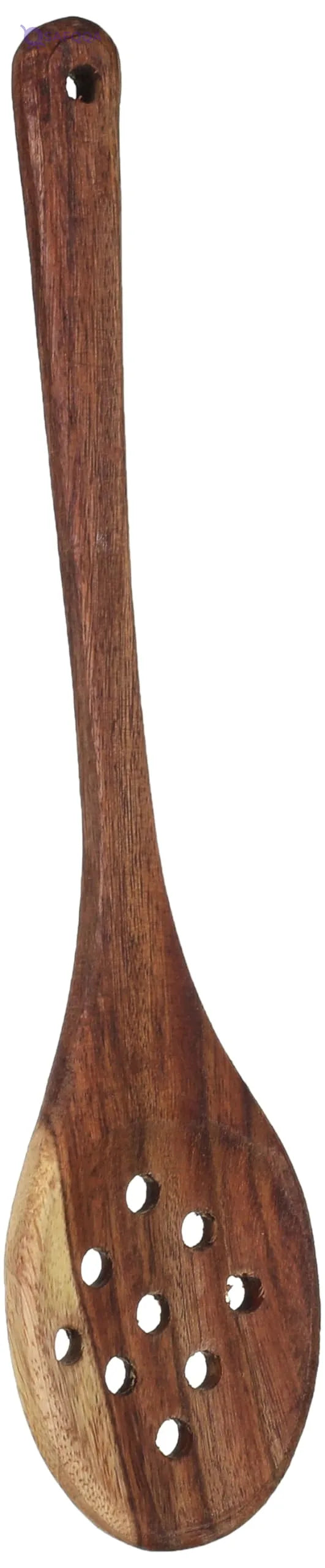 Tornado Wooden Slotted Spoon ,Small ,Brown - Safqqa