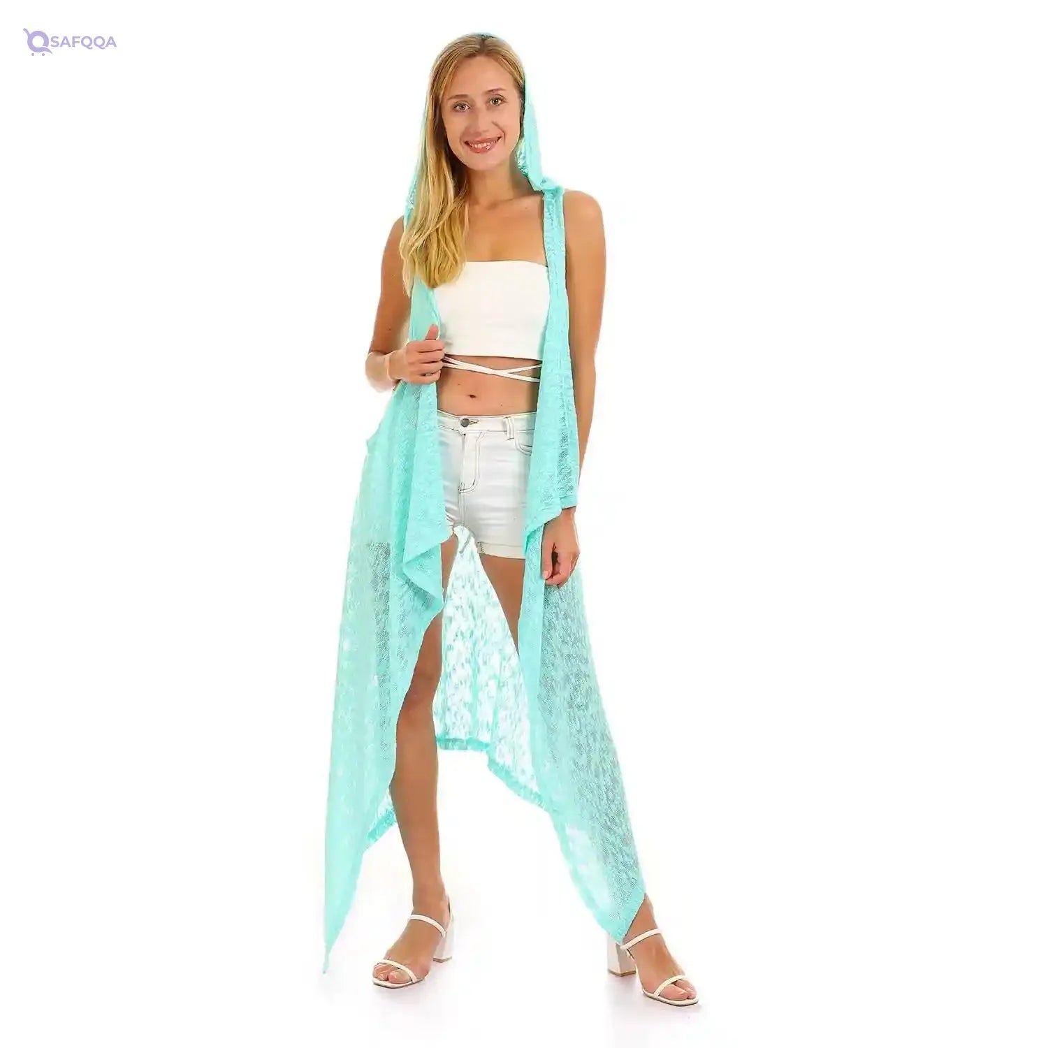 JAMILA Women Hooded Sleeveless Open Neckline Cover up OUTERWEAR - Safqqa Egypt