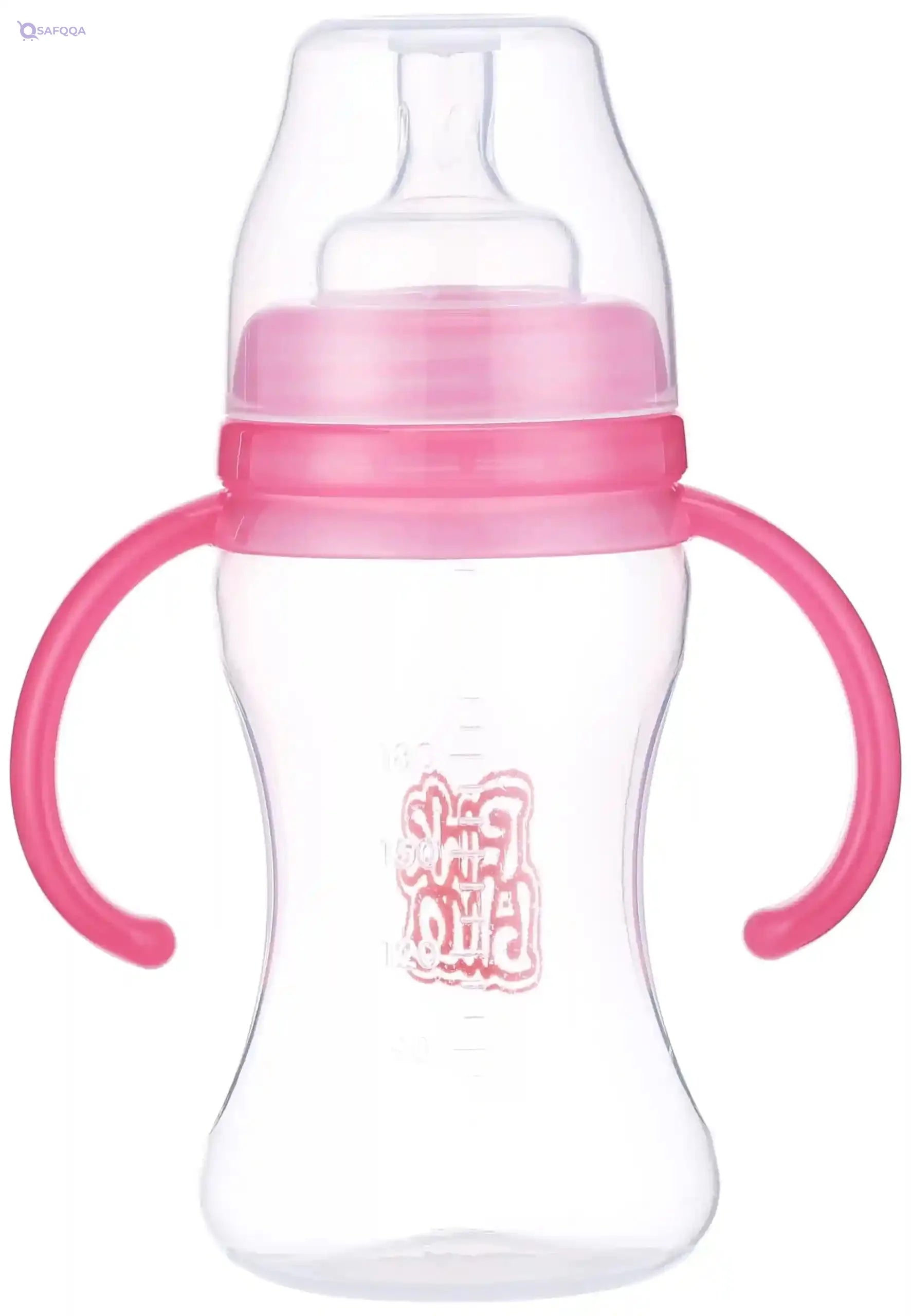 Pink & Blue Premium Feeding Bottle with Handle, 240 ml - Safqqa