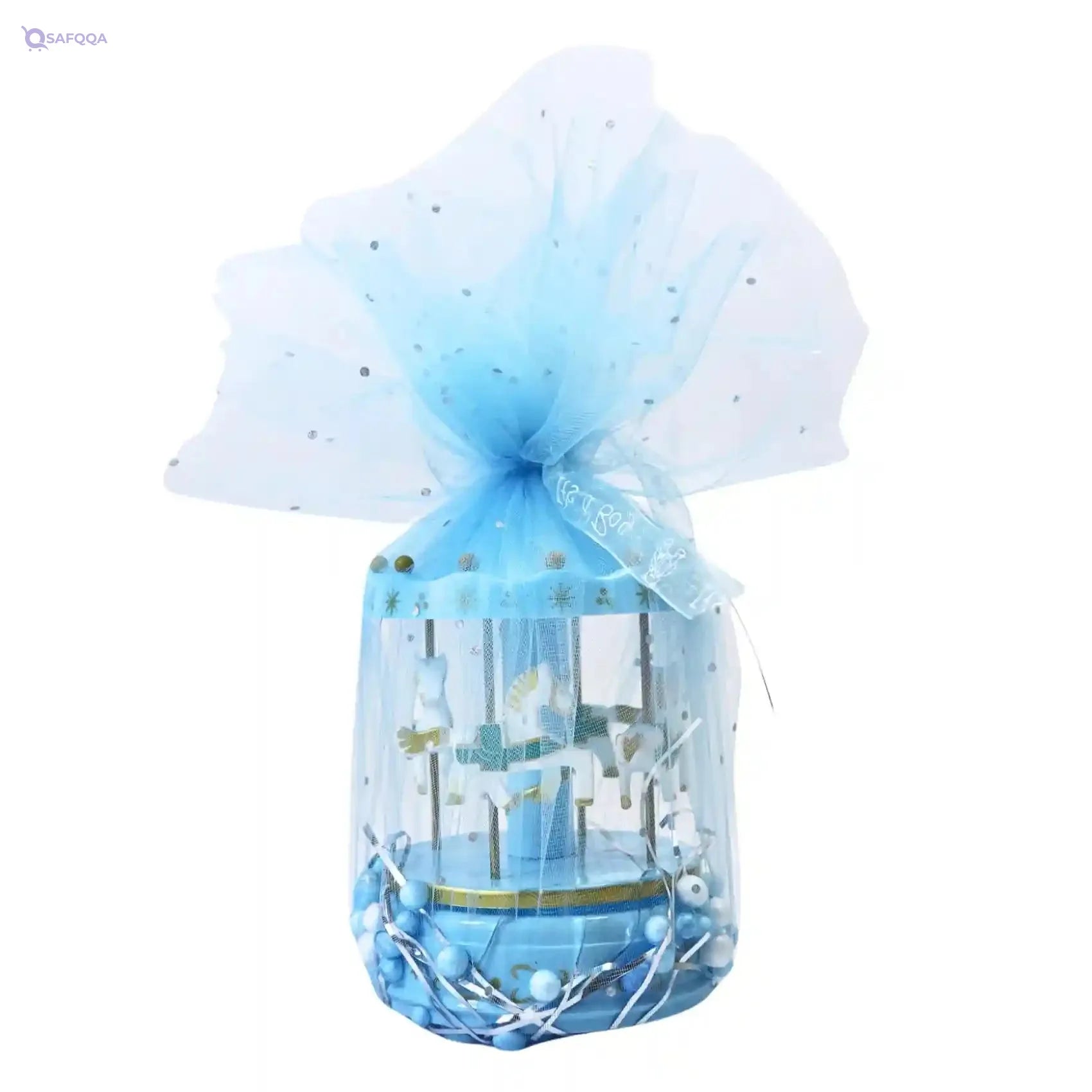 Welcome Baby Gift Set For Baby Shower Shape Horse With Sound For Boys-Baby Blue - Safqqa