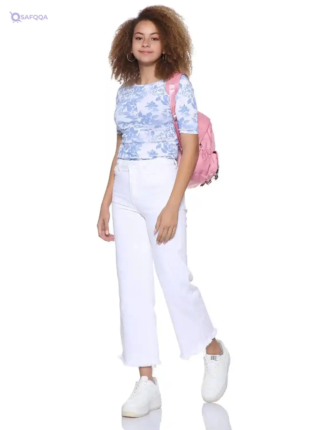 Splash Floral Pattern Boat Neck Short Sleeves Blouse for Women - Safqqa Egypt