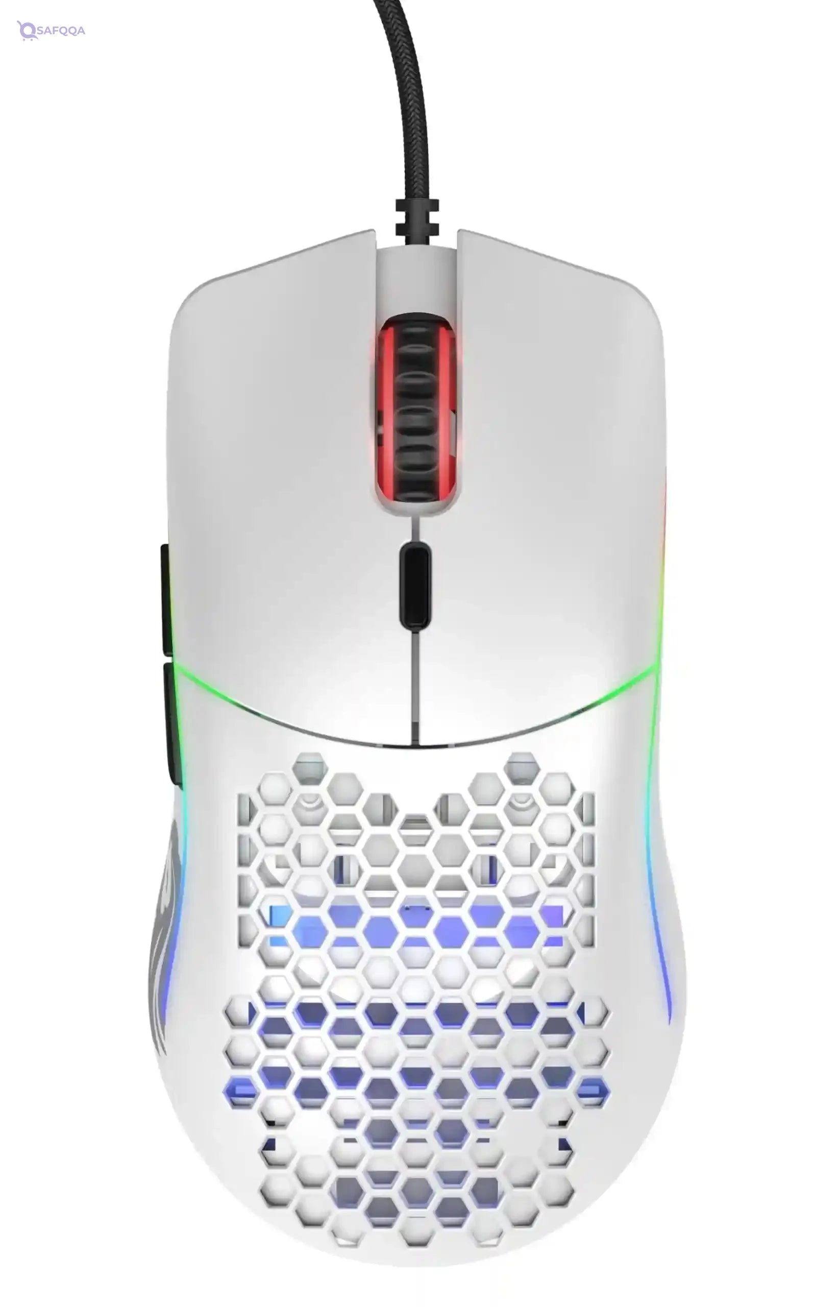 Glorious Model O Wired Gaming Mouse - RGB 67g Lightweight Ergonomic - Backlit Honeycomb Shell Design Mice ( White) - Safqqa