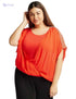 Splash Plain Embroidered Shoulders Short Sleeves V Neck Loose Blouses for Women - Safqqa Egypt
