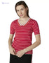 2Xtremz Striped Short Sleeves V Neck T-shirts for Women - Safqqa Egypt