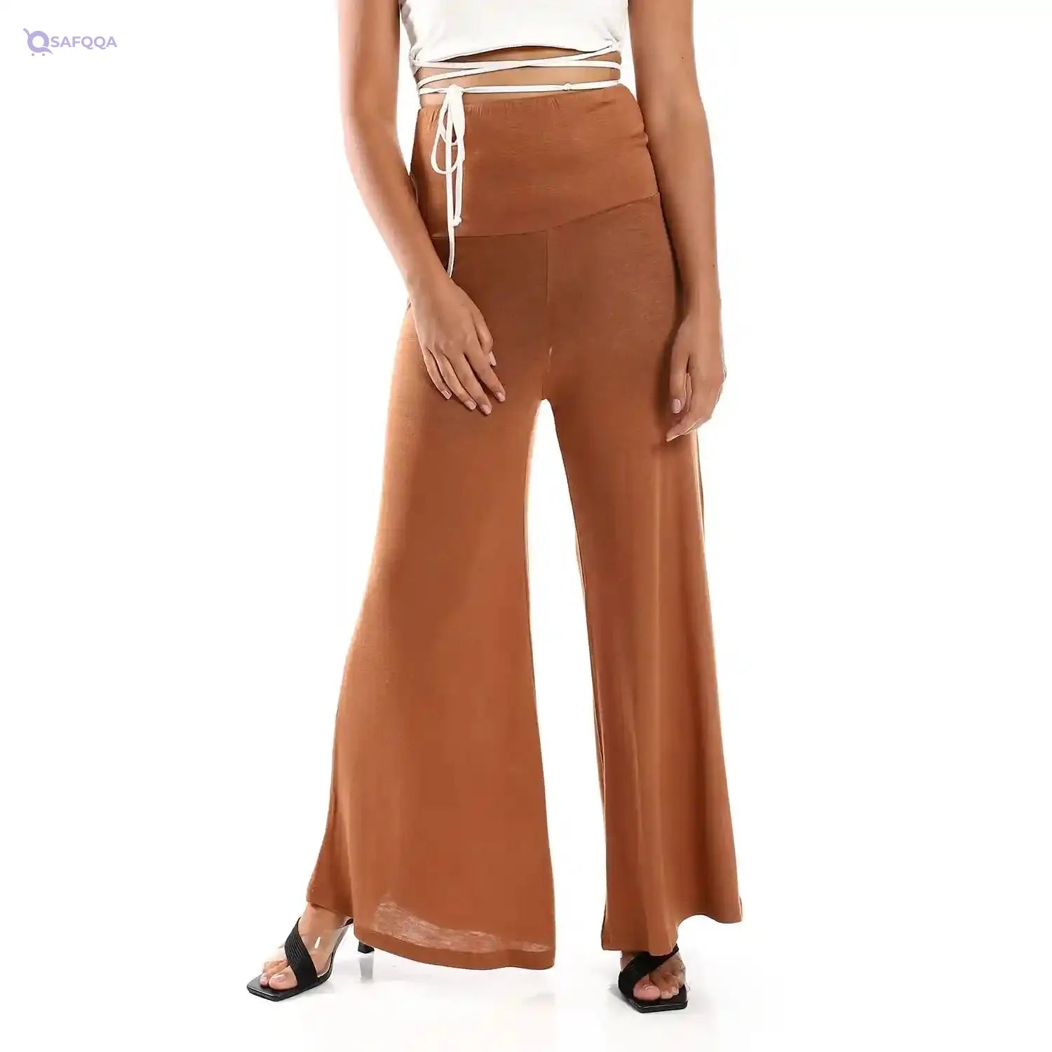 JAMILA Women Solid Pattern Flare Fit Pants - Safqqa Egypt