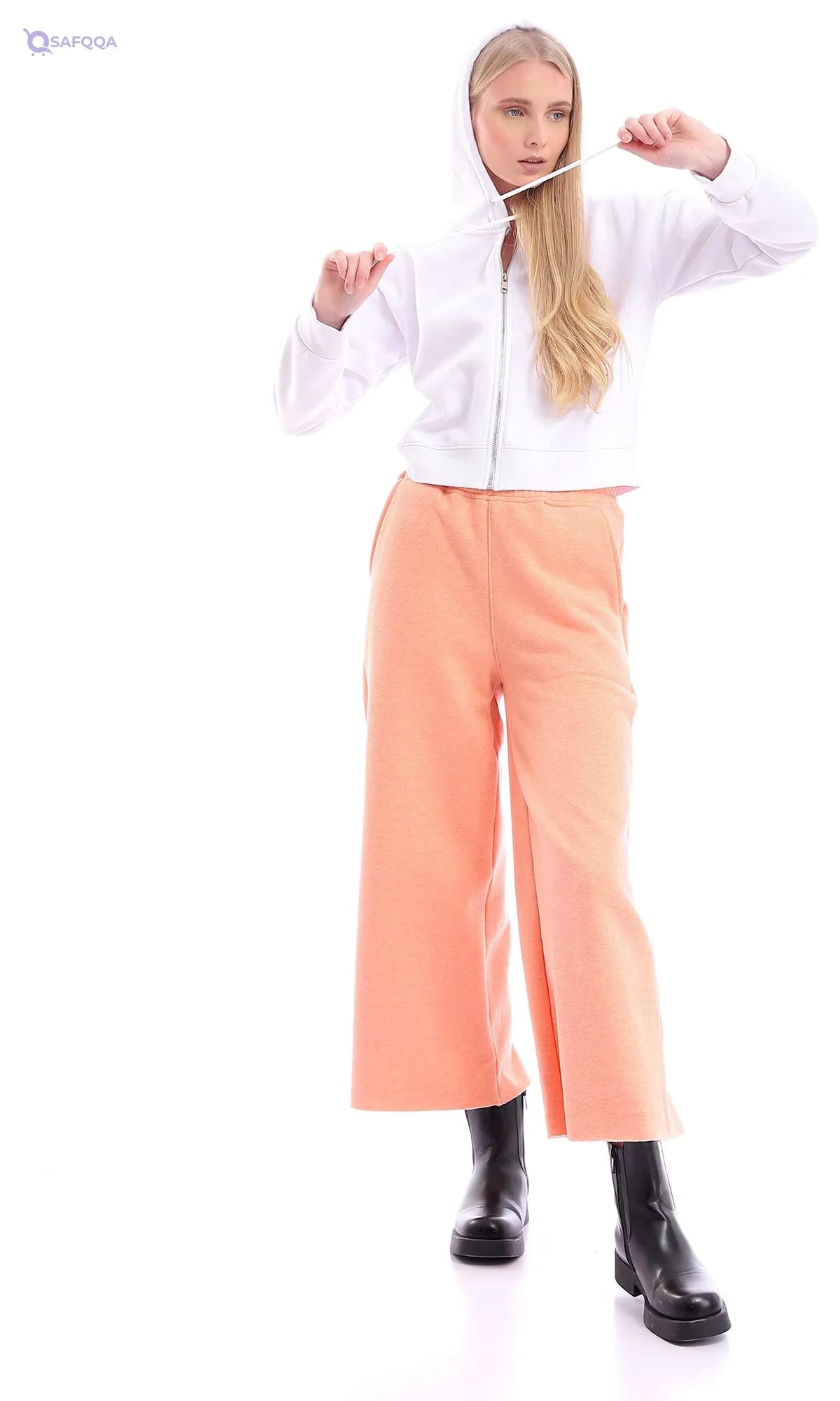 Ravin Elastic Waist With Drawstring Cotton Casual Pants For Women,• Elastic waistband for a flexible and comfortable fit. - Safqqa