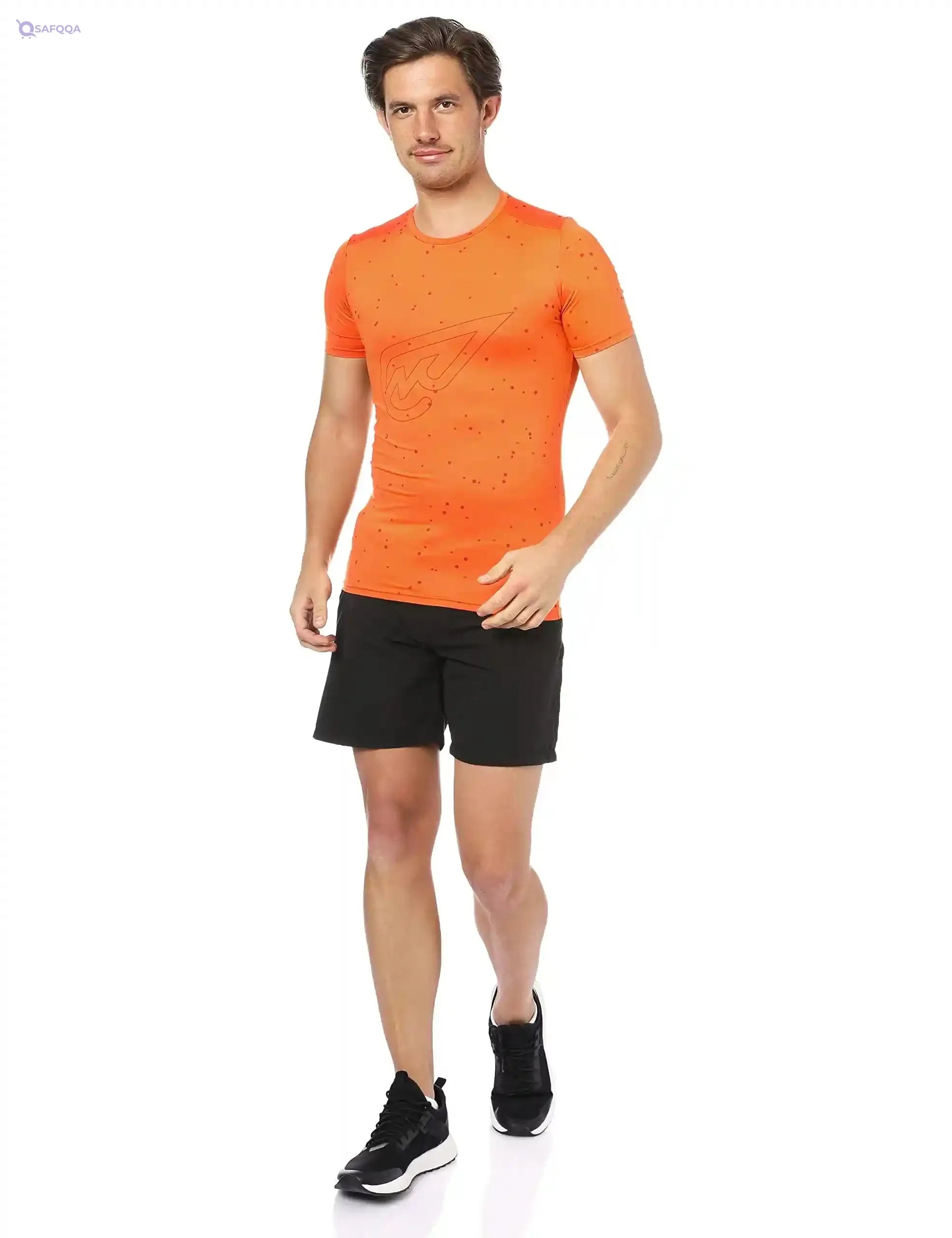 Magma Patterned Round Neck Short Sleeves Slim-Fit Sports T-Shirt for Men - Safqqa Egypt