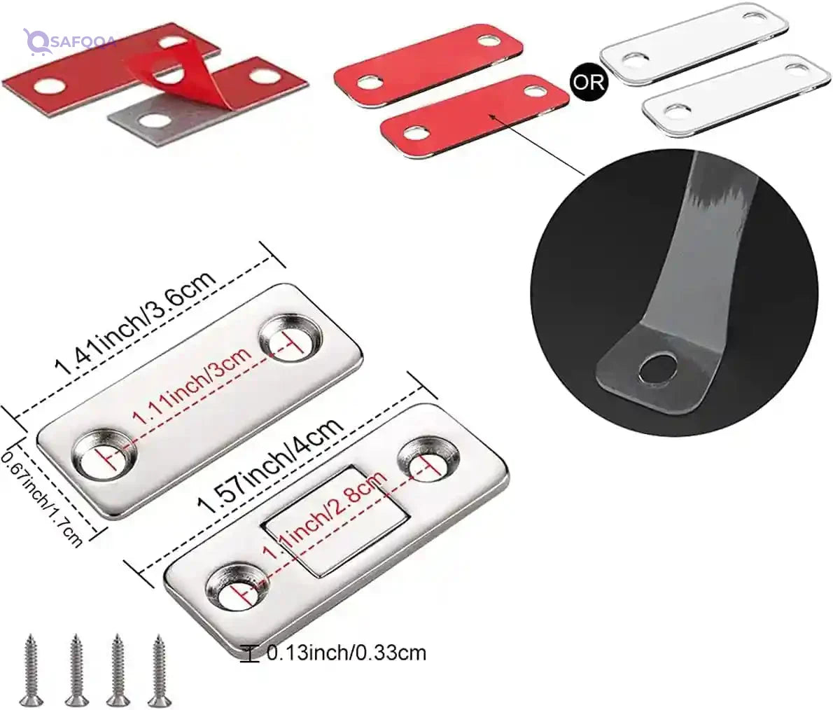 Ultra-Thin Magnetic Door Catch with Screws – Cabinet, Drawer & Sliding Window Closer - Safqqa