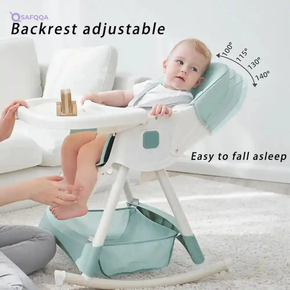 Generic Highchairs 6 Position Foldable Baby High Chair Feeding Chair Newborn Feeding Chair Removable Adjustable Double Meal Tray Reclining Baby Chair with Universal Wheels 8131 Colors (multicolor) - Safqqa