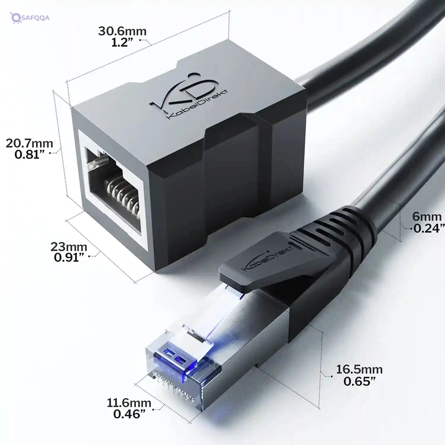 KabelDirekt â€“ 0.25m â€“ LAN & Ethernet extension cable (RJ45 female coupler/male connector, extends network cables with full data transfer speed â€“ CAT 7, 10Gbit/s, SF/FTP shielding, black) - Safqqa Egypt