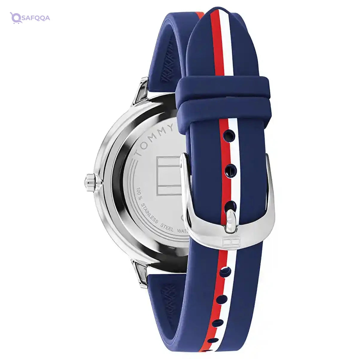 Tommy Casual Watch Rubber Strap for Lady, Blue - Safqqa