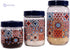 Herevin Mosaic Print Decorated Jar Set 3-Pieces, 425, 660 and 1000 ml Capacity, Blue - Safqqa