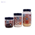 Herevin Mosaic Print Decorated Jar Set 3-Pieces, 425, 660 and 1000 ml Capacity, Blue - Safqqa