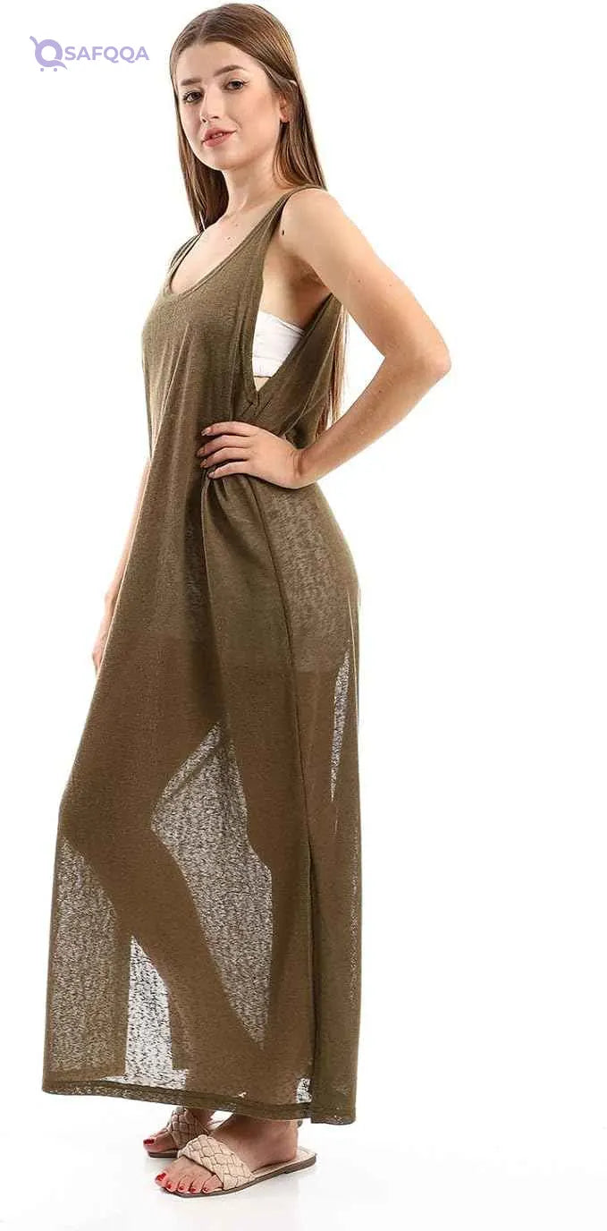 Jamila Women Round Collar Cover UP With Side Slits OuterWear - Safqqa Egypt