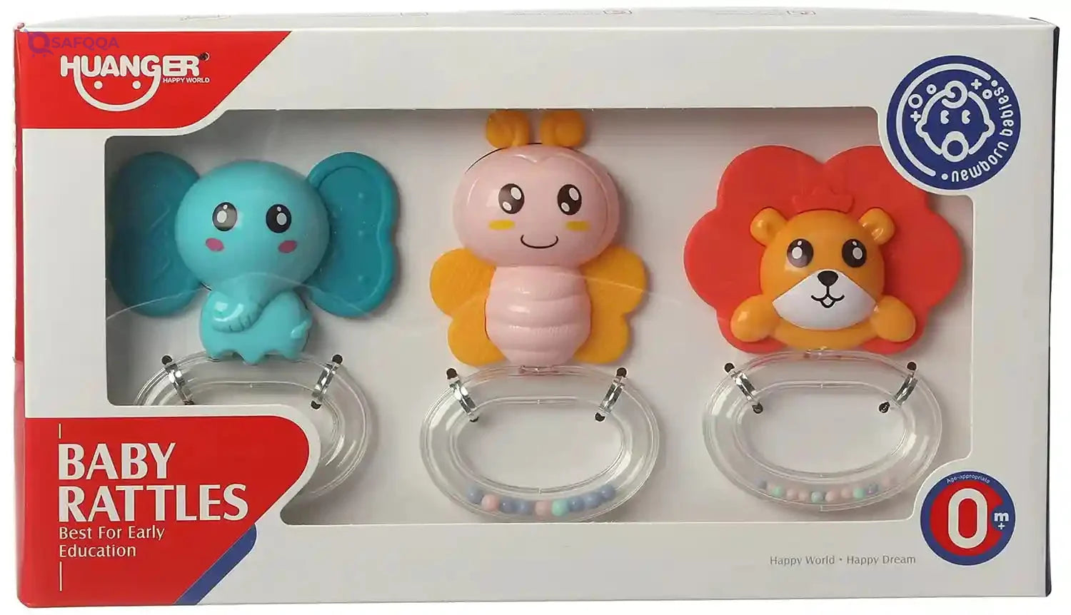 Huanger baby rattle and tetther set, 3 pieces - Safqqa Egypt