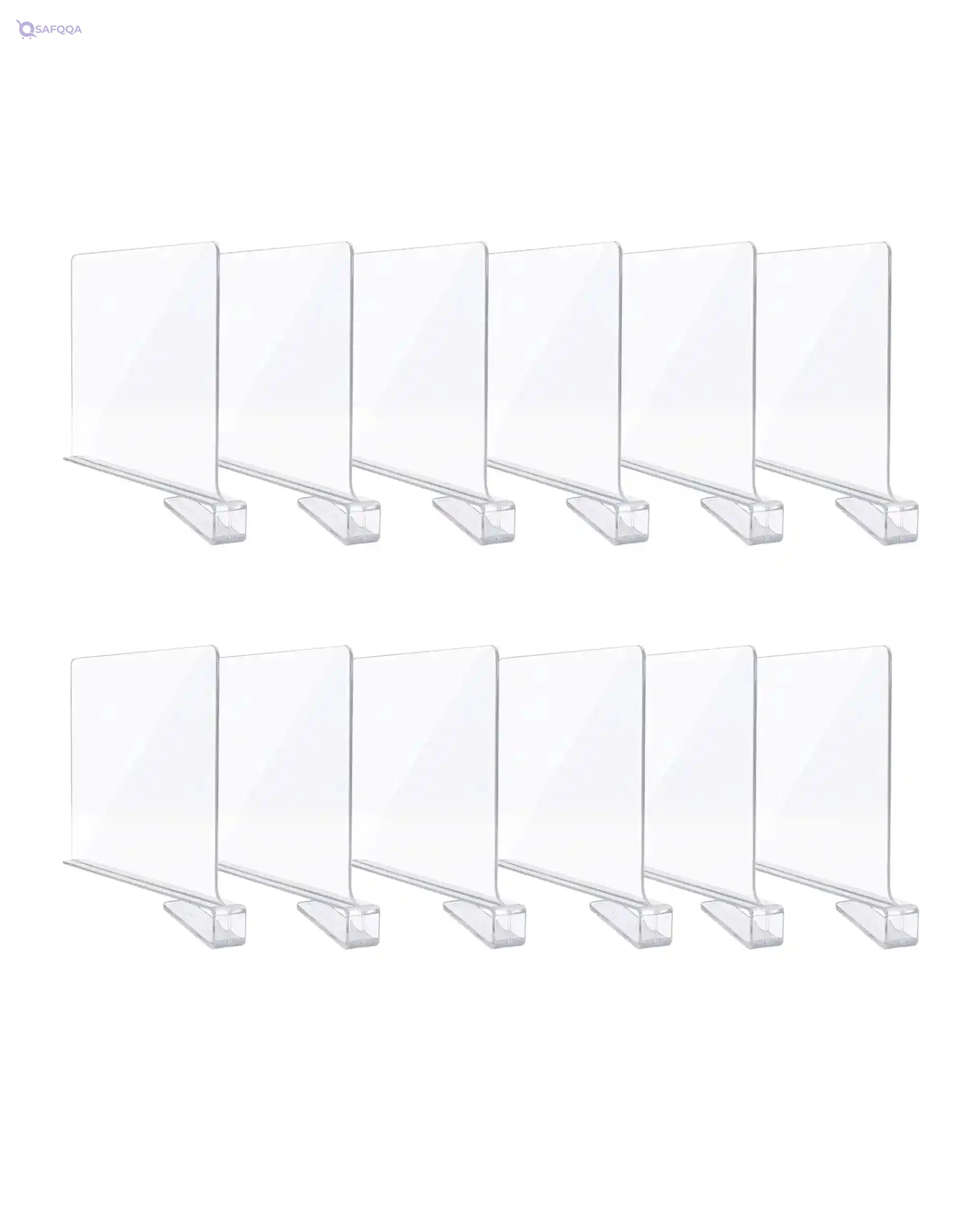 Clear Acrylic Shelf Dividers – Set of 12 Closet and Shelf Organizers - Safqqa
