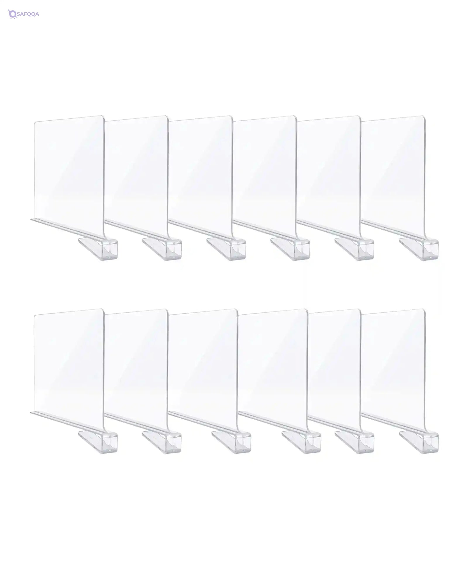 Clear Acrylic Shelf Dividers – Set of 12 Closet and Shelf Organizers - Safqqa